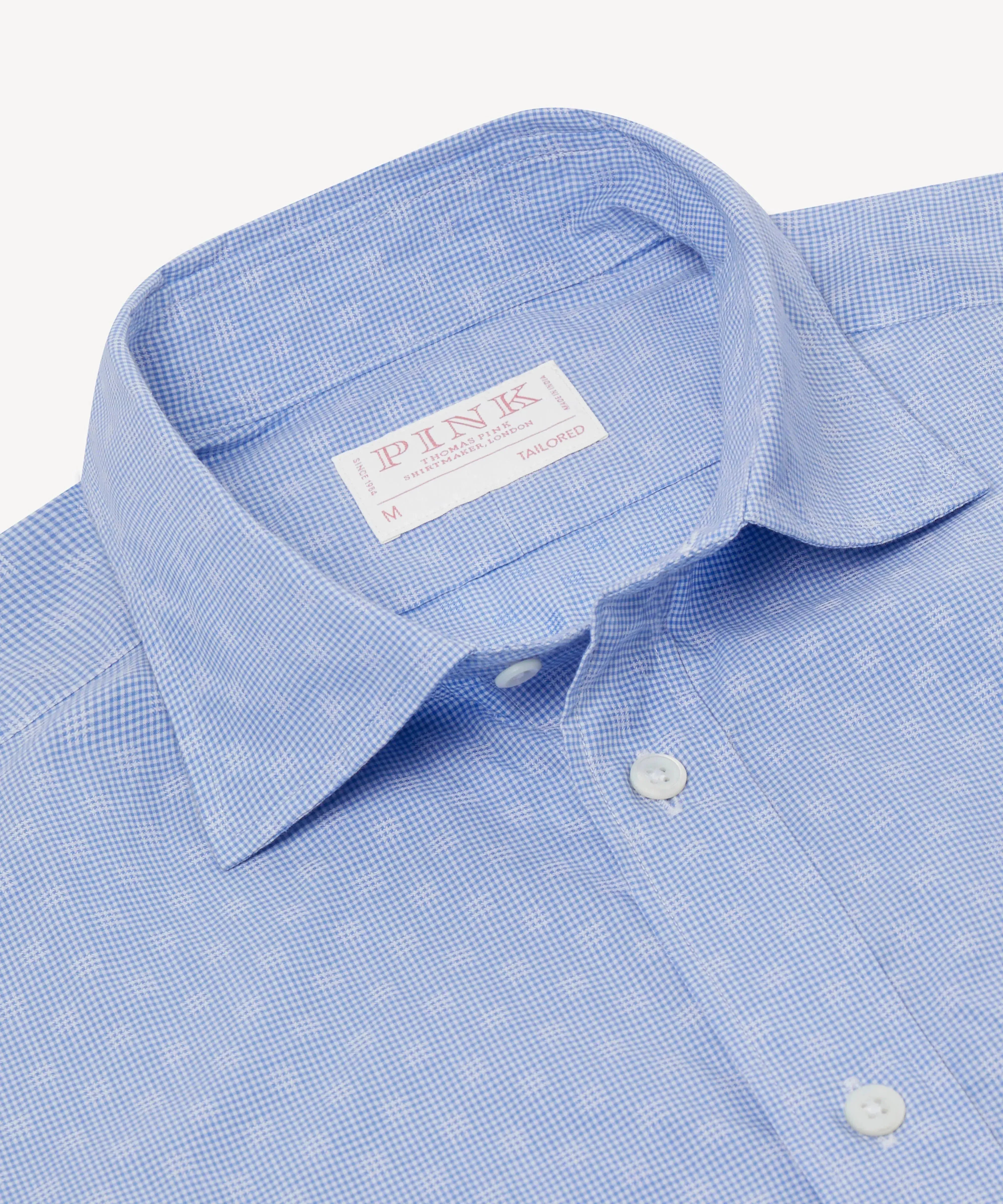 Thomas Pink Tailored Fit Smart Casual Micro Gingham Shirt