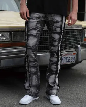 Vintage Black Stacked Jeans with Tassel Detailing