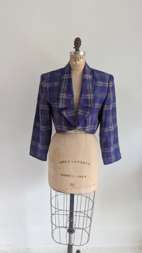 Vintage Simon Chang Cropped Blazer Wool Made in Hong Kong Blazer Size M/L #VIN10