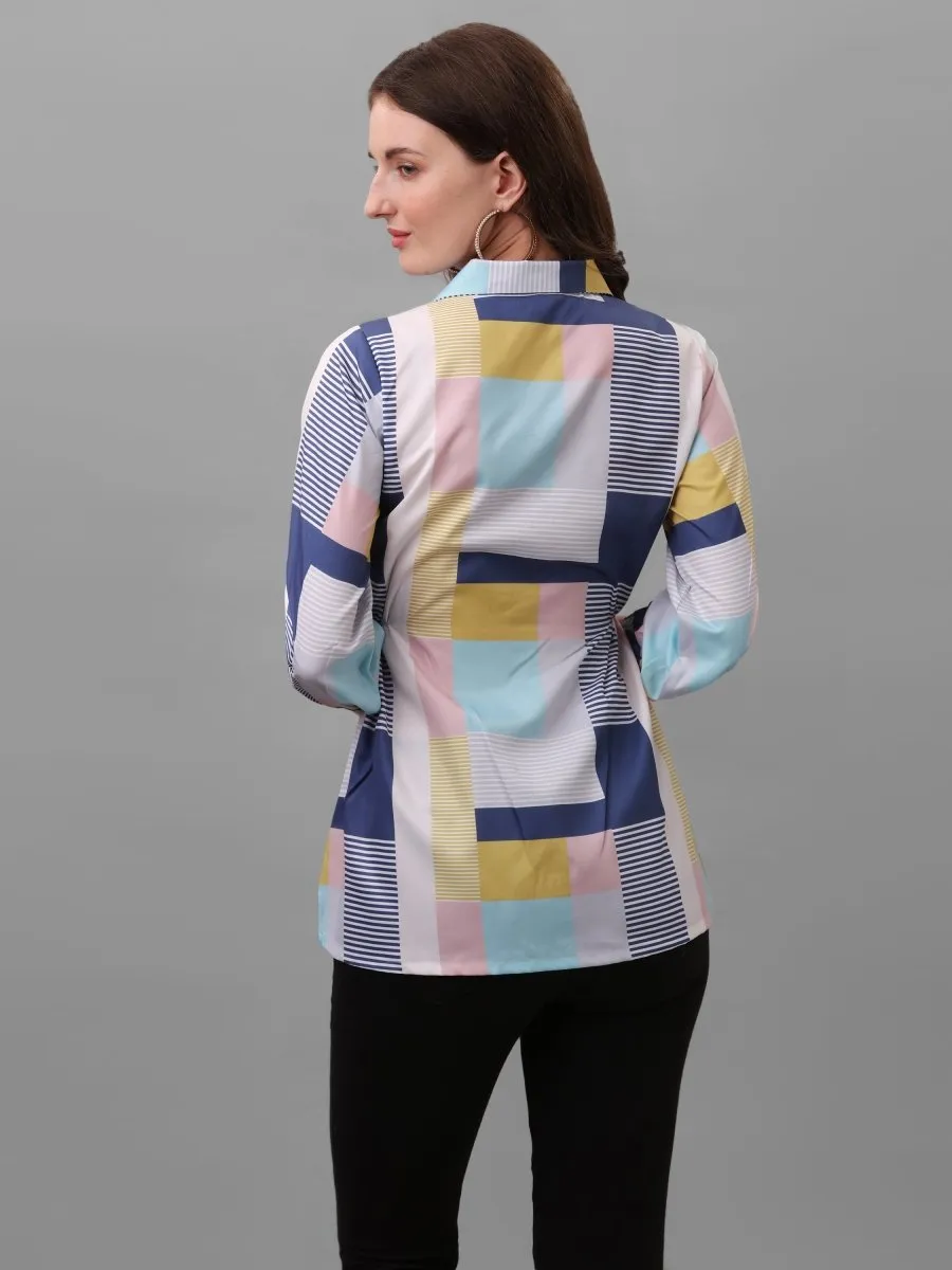 Women Multicoloured Relaxed Semi Sheer Checked Casual Shirt