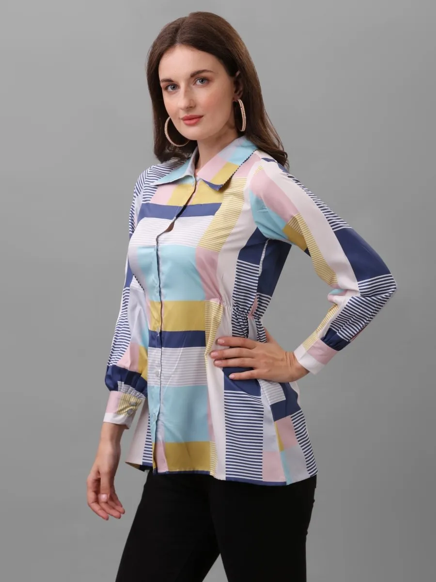 Women Multicoloured Relaxed Semi Sheer Checked Casual Shirt