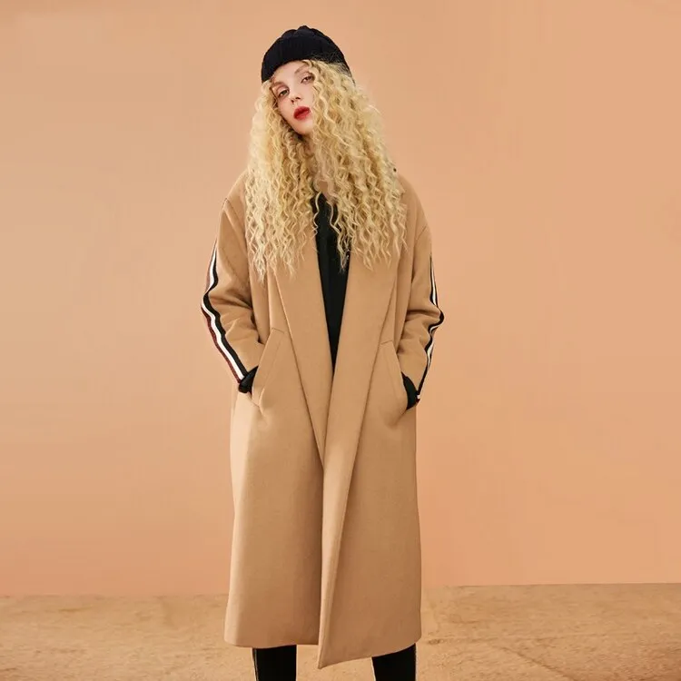 Women's Autumn Casual Long-Sleeved Wool Loose Long Coat