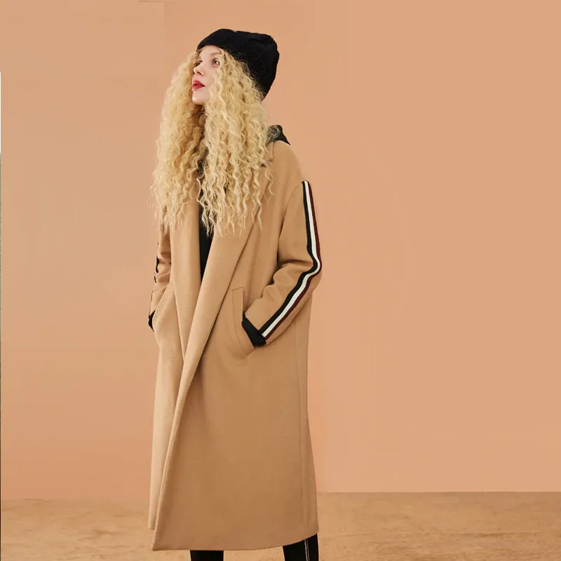Women's Autumn Casual Long-Sleeved Wool Loose Long Coat