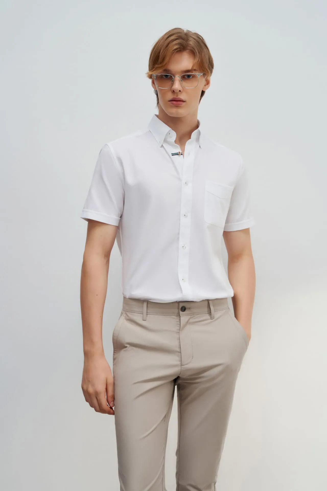 Wrinkle Free Cotton Smart Fit Short Sleeve Oxford Casual Shirt
