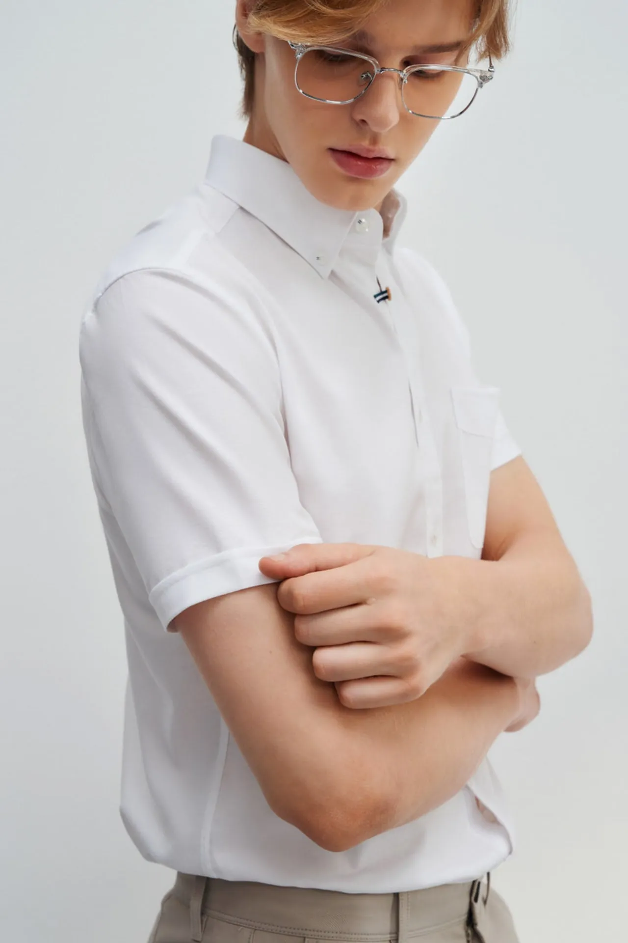 Wrinkle Free Cotton Smart Fit Short Sleeve Oxford Casual Shirt