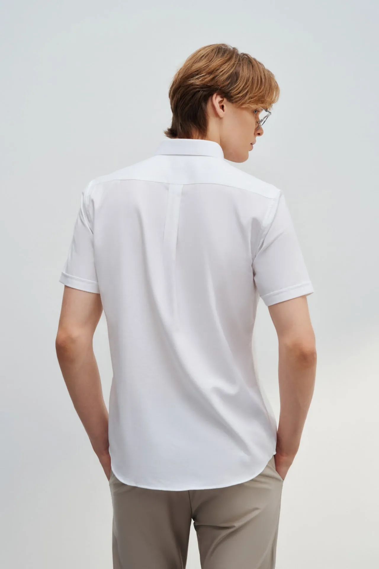 Wrinkle Free Cotton Smart Fit Short Sleeve Oxford Casual Shirt